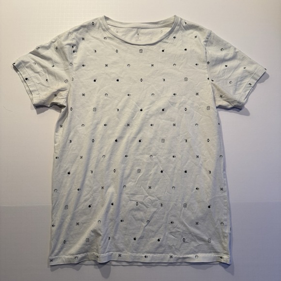 Apple Park T-Shirt Men's Large White All Print Icons Mac Command Logo Rare MM145 - Picture 1 of 7